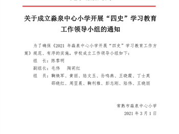 成立淼泉中心小学开展“四史”学习教育工作领导小组的通知